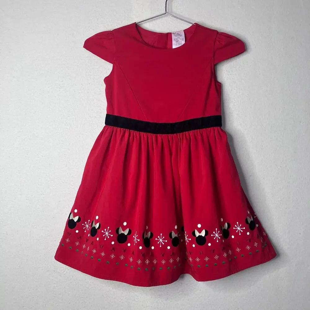 Disney Minnie Mouse Christmas Dress 5/6 Girls Holiday Twirl Pictures